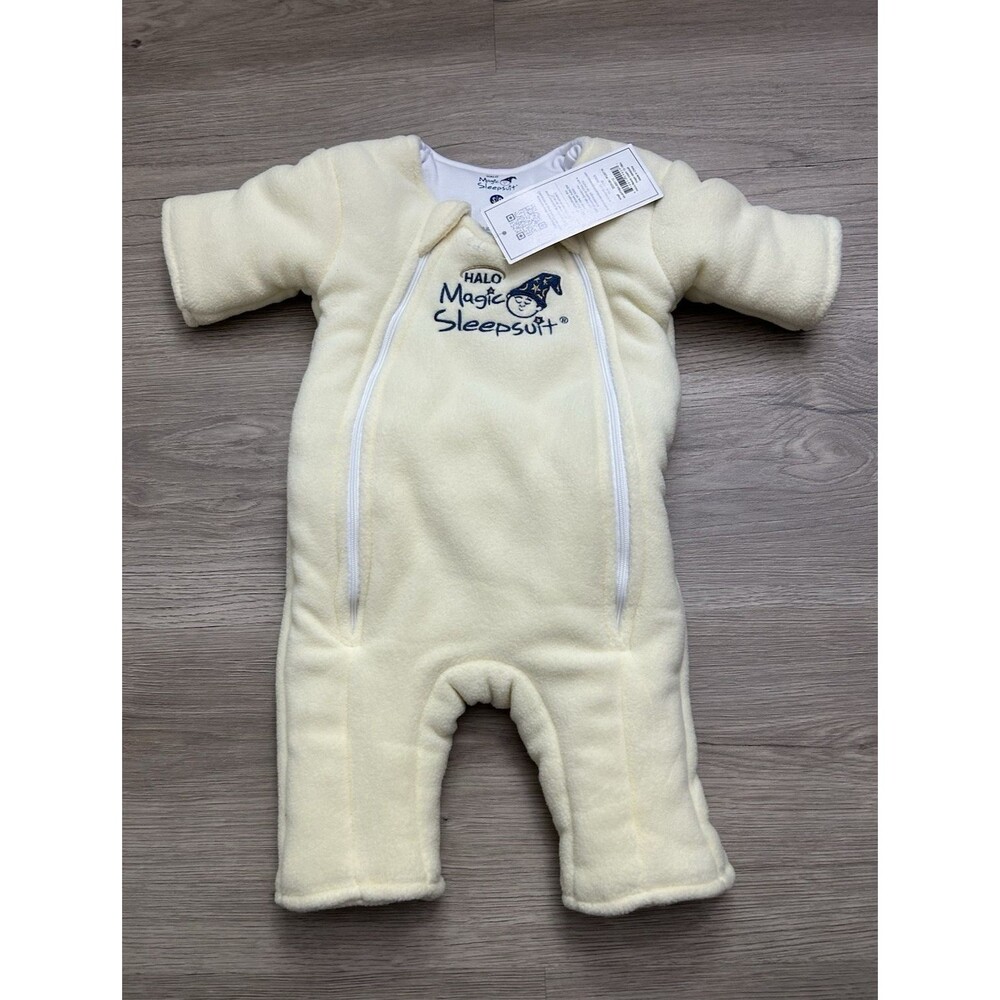 NWT Halo Magic Sleepsuit 3-6 Months 12-18 lbs Ivory cream fleece new baby